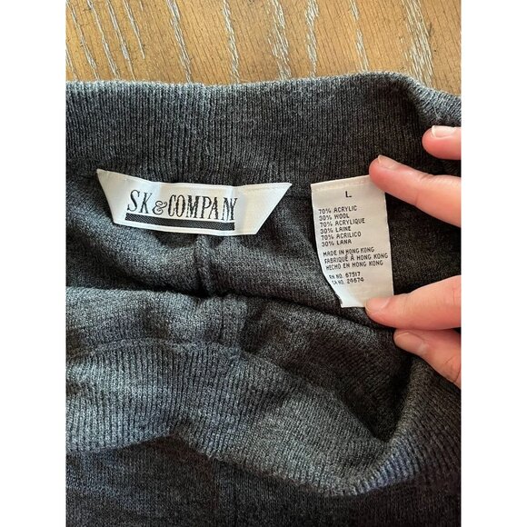 EUC Vintage SK & Company Womens Wool Charcoal Gray Stirrup Stretch Leggings - Picture 4 of 6